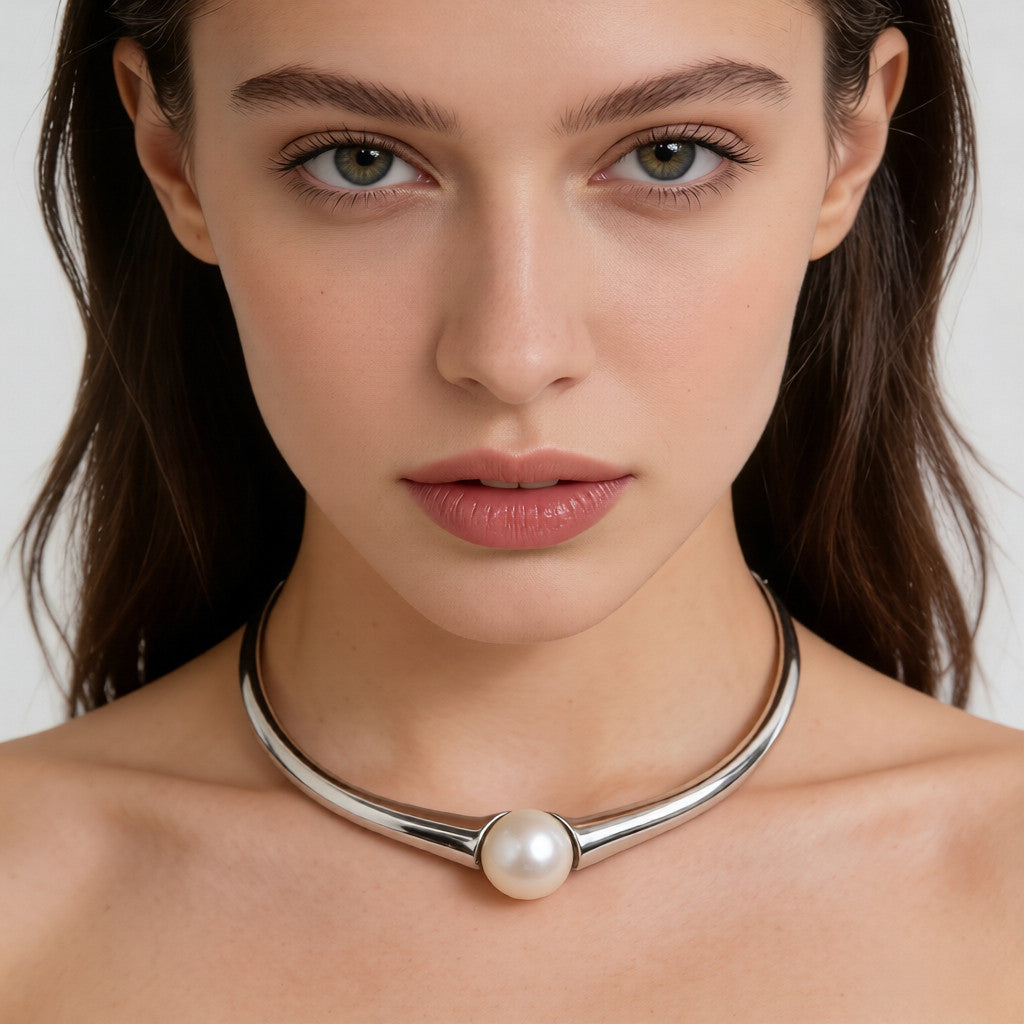 Collar de perlas tubulares | Gargantilla minimalista con estilo para mujer | Ji Jewellery