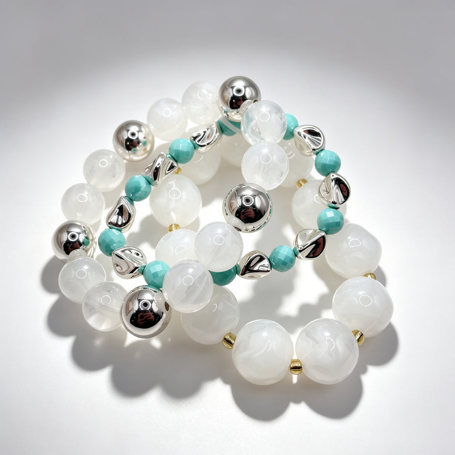 Pulseras de Bolas de Resina - Colección 4 Colores, Diseño Premium para Mujer, Venta al Por Mayor|JI JOYA