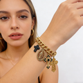 Conjunto de pulseras vintage con cruz y medalla milagrosa | Tonos dorado y plateado antiguo