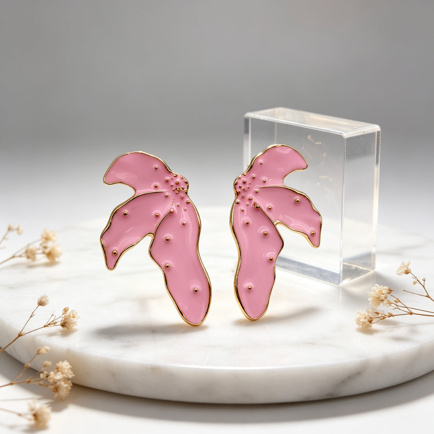 Aretes de Esmalte con Borde de Oro | Joyería de Moda al Por Mayor|JI JOYA