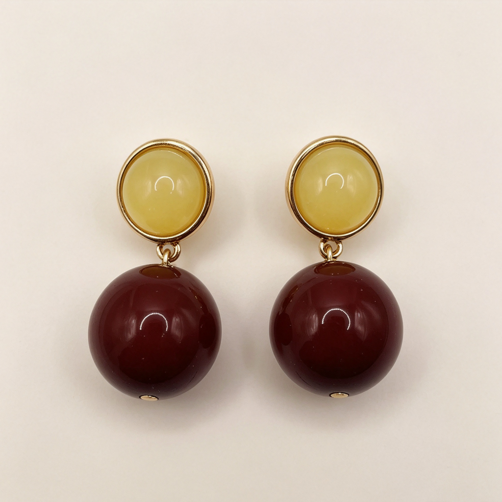 Pendientes B2B Mayorista | Diseño Bicolor Esfera Brillante, 3 Tonos de Color, Joyería Ji Joya