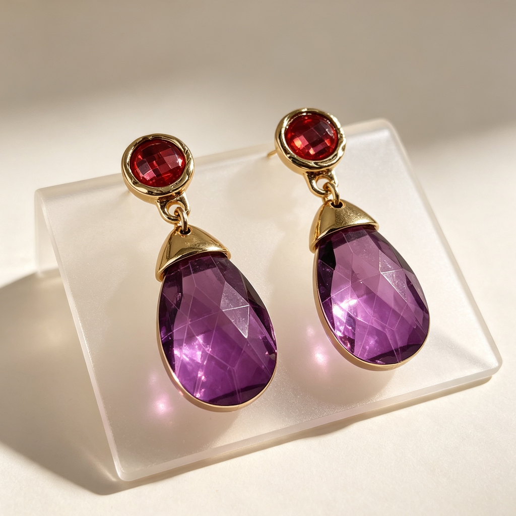 Pendientes colgantes con piedra facetada | Lote para tiendas y distribuidores|JI JOYA