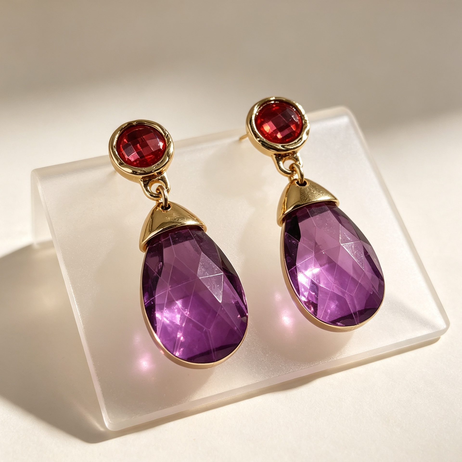 Pendientes colgantes con piedra facetada | Lote para tiendas y distribuidores|JI JOYA