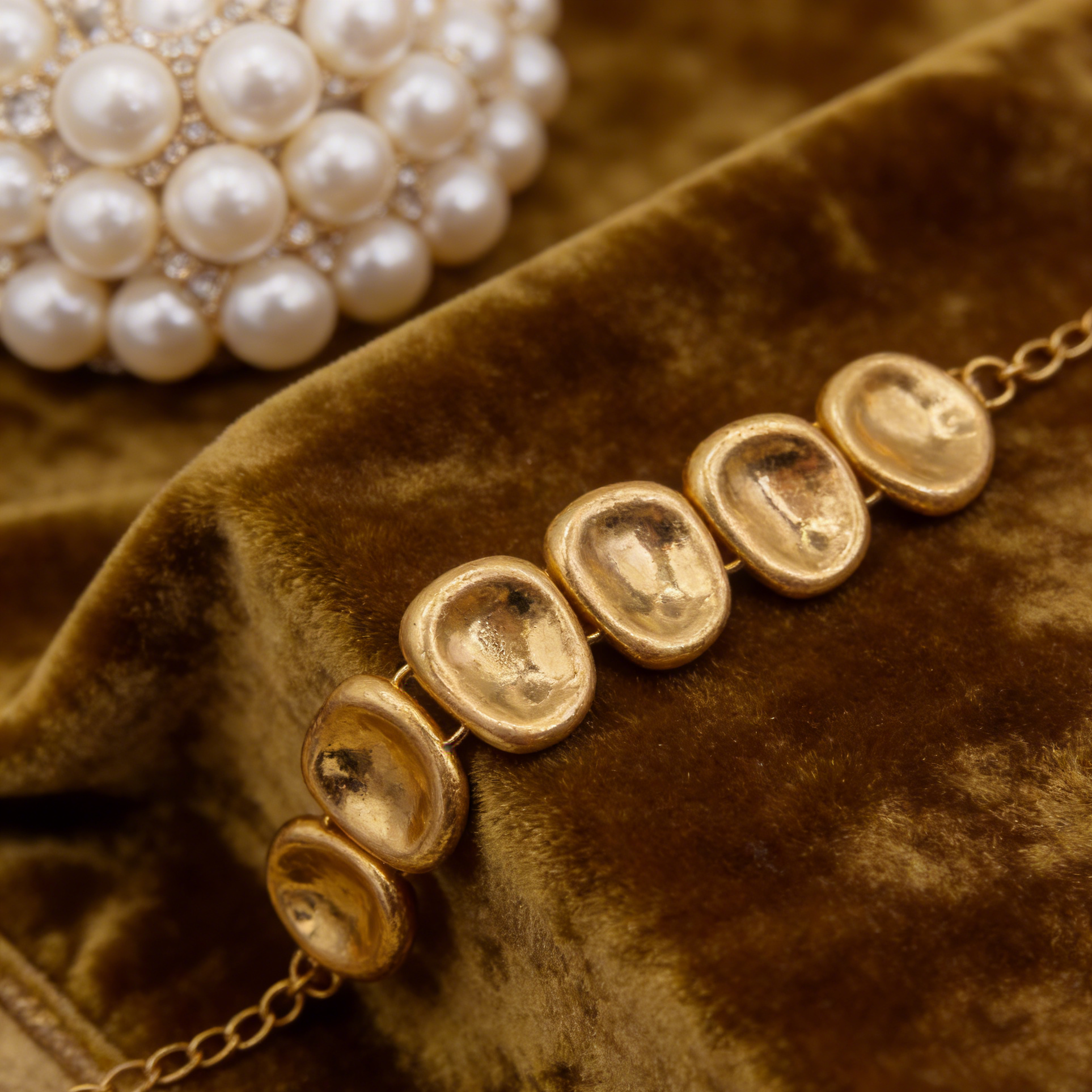 Conjunto de joyas con borlas de plata/dorado | Collar, pendientes y pulsera con disco grueso