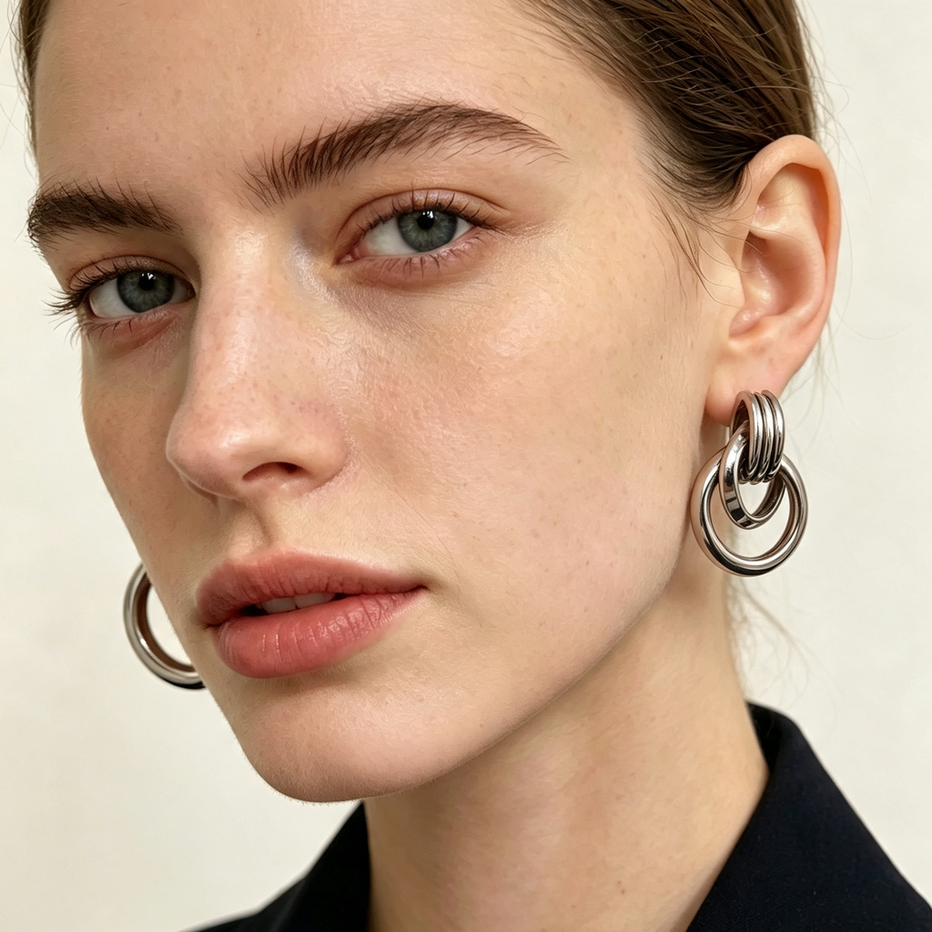 Pendientes Argolas Entrelazadas Metal Dorado & Plata | Mayorista Joyas Moda|JI JOYA