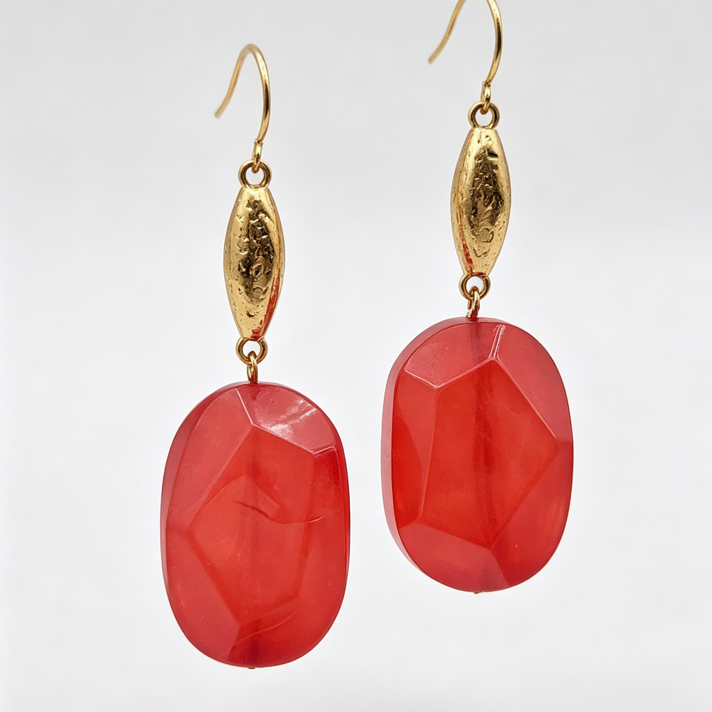 Pendientes Colgantes de Piedra de Resina Multicolor con Detalles Dorados - Joyería al Por Mayor|JI JOYA