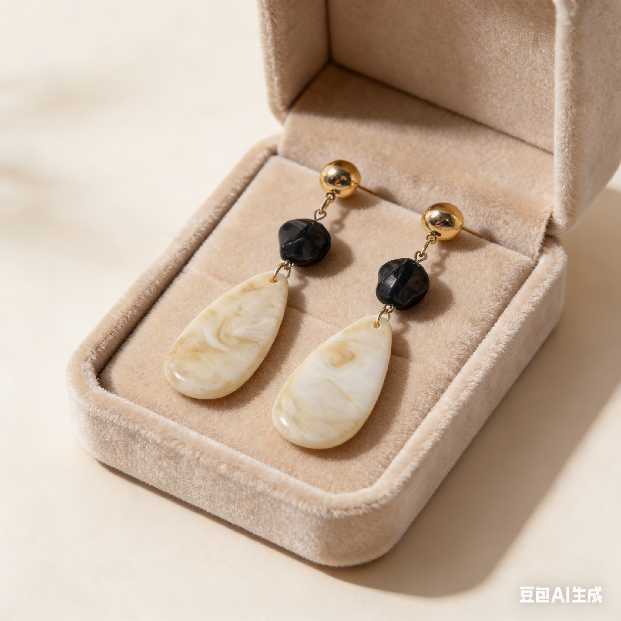 Conjunto de joyas de resina con forma de lágrima de inspiración retro: collar y pendientes llamativos