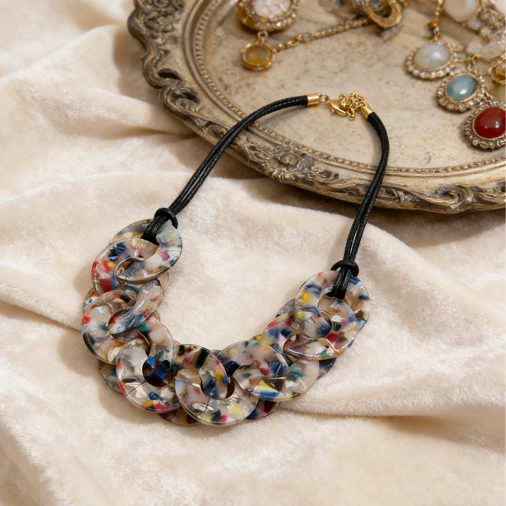 Gargantilla Bohemia de Resina con Discos | Collar Multicolor para Festivales para Mujer