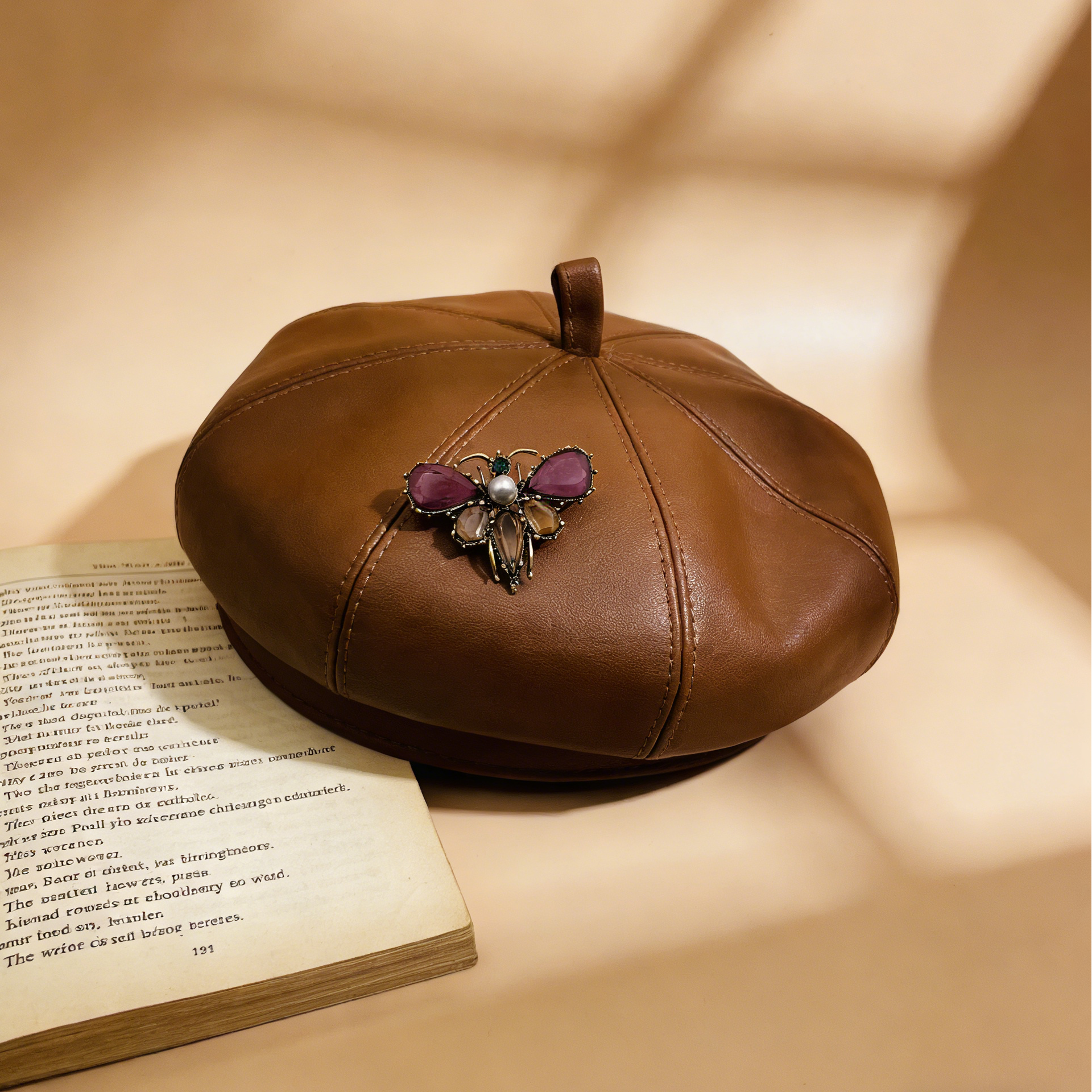 Broche vintage de inseto de cristal roxo | Alfinete atraente com detalhe de pérola retrô
