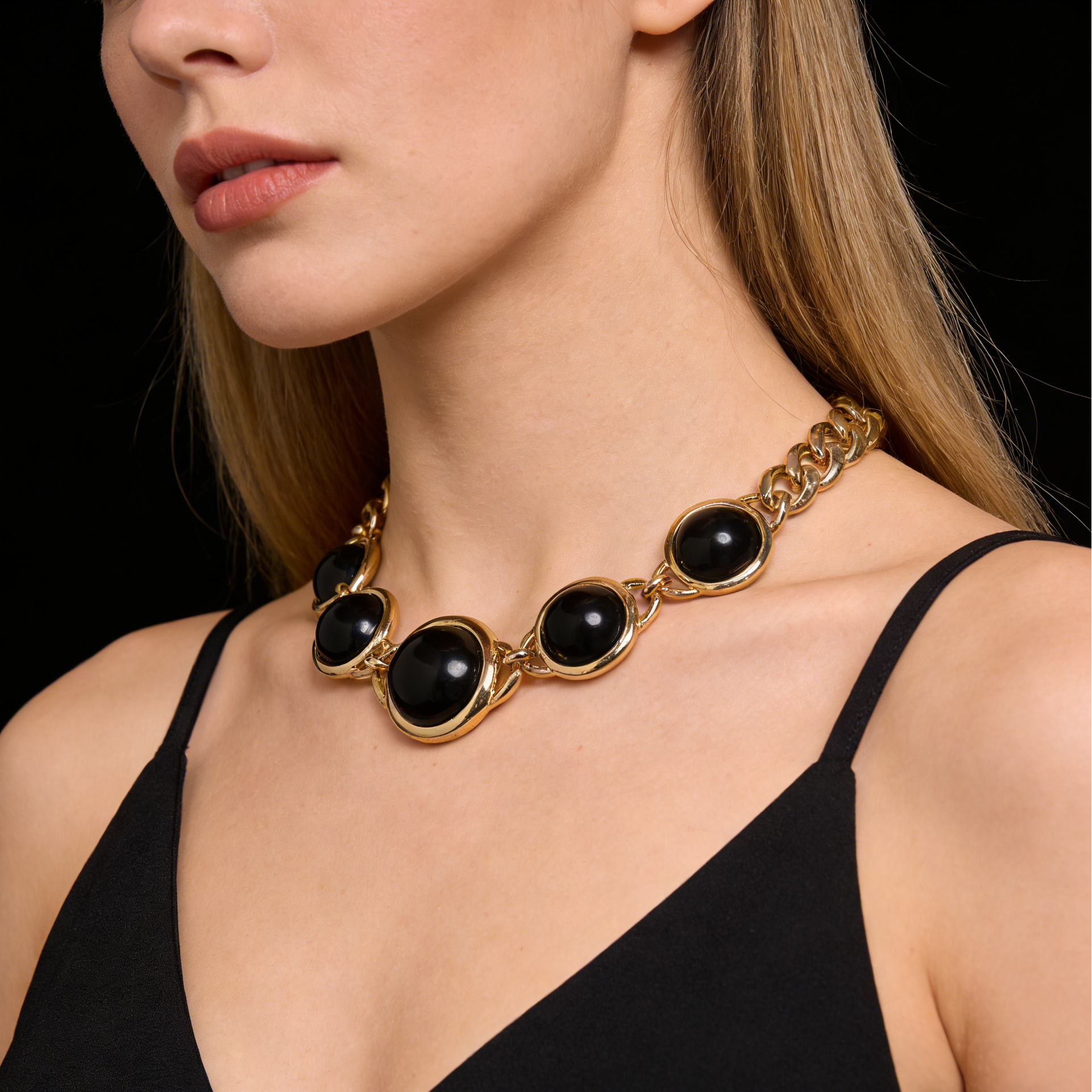 Conjunto de Joias em Ouro [Ónix Preto/Olho de Tigre] | Colar e Pulseira para Mulher