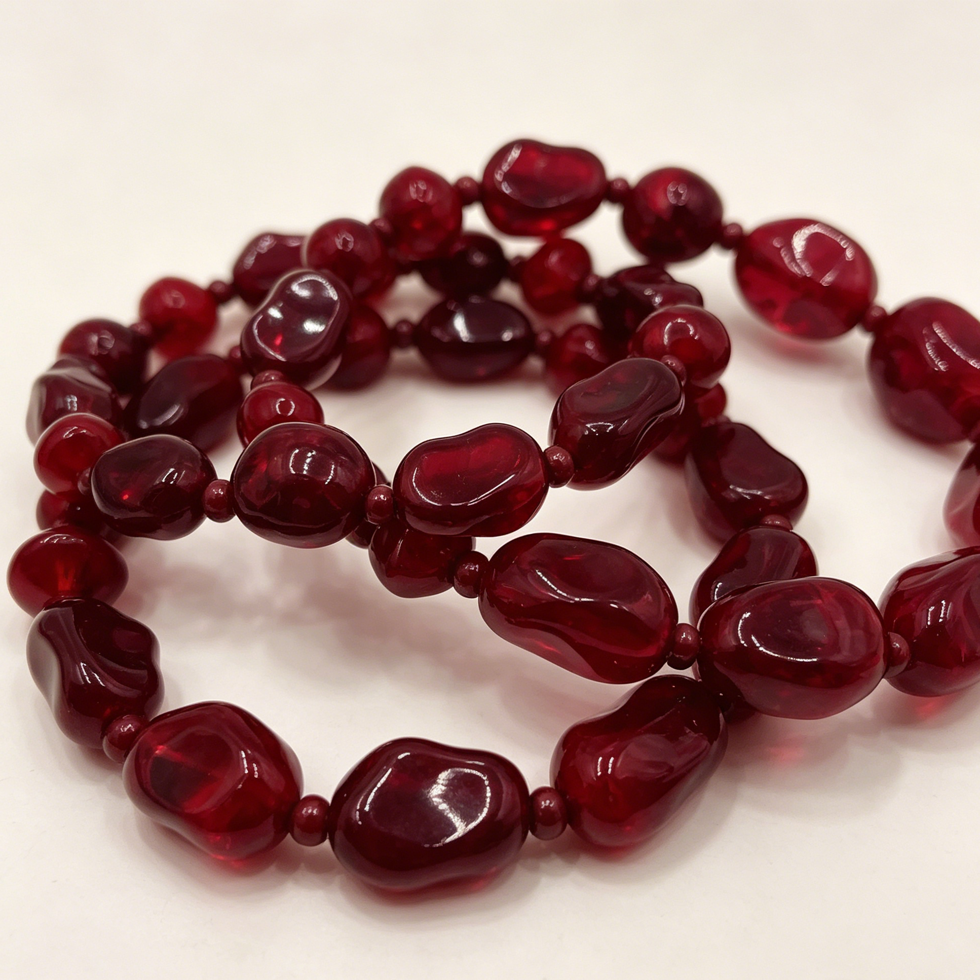 Pulseras de cuentas rojo burdeos irregular lote al por mayor, conjunto de 3 unidades, accesorios de joyería de moda femenina|JI JOYA