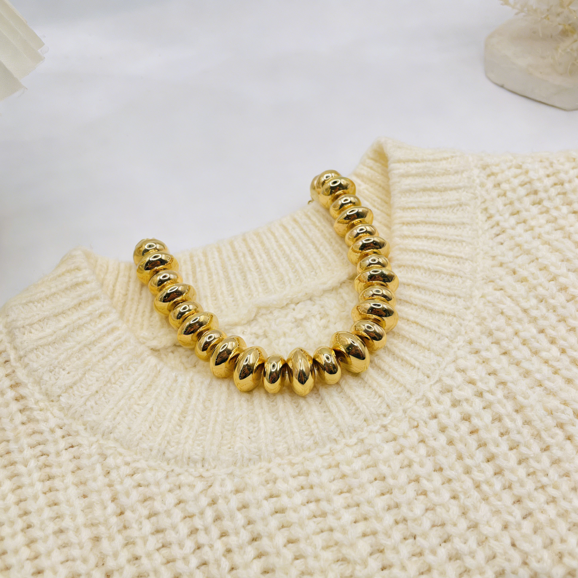 Collar retro con disco dorado llamativo | Gargantilla gruesa artesanal para uso diario y fiestas|JI JOYA