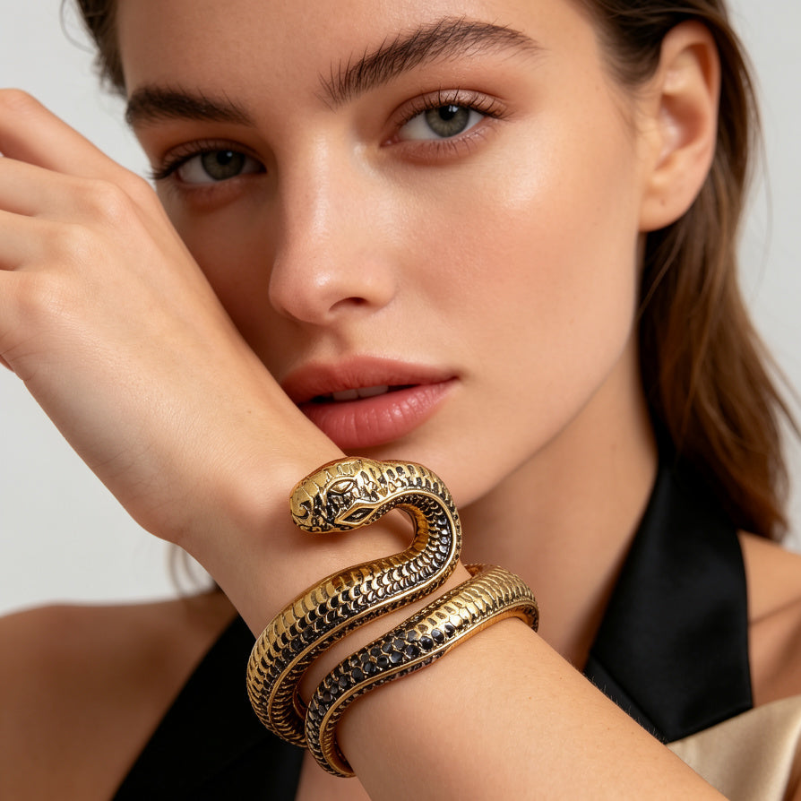 Pulsera Serpiente Vintage de Oro Antiguo - Mayorista|JI JOYA