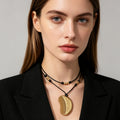 Collar de Peine de Metal Dorado y Negro, Juego de 2 Piezas, Collar Largo de Cuerda para Mujer, Joyería al Por Mayor|JI JOYA