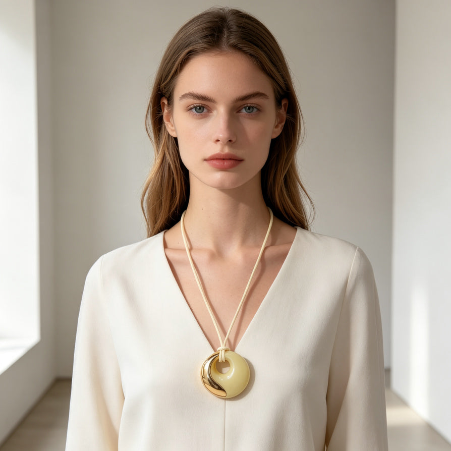 Collar Colgante Geométrico Bicolor de Moda | Venta al Por Mayor | Zinc Aleación para Mujer|JI JOYA