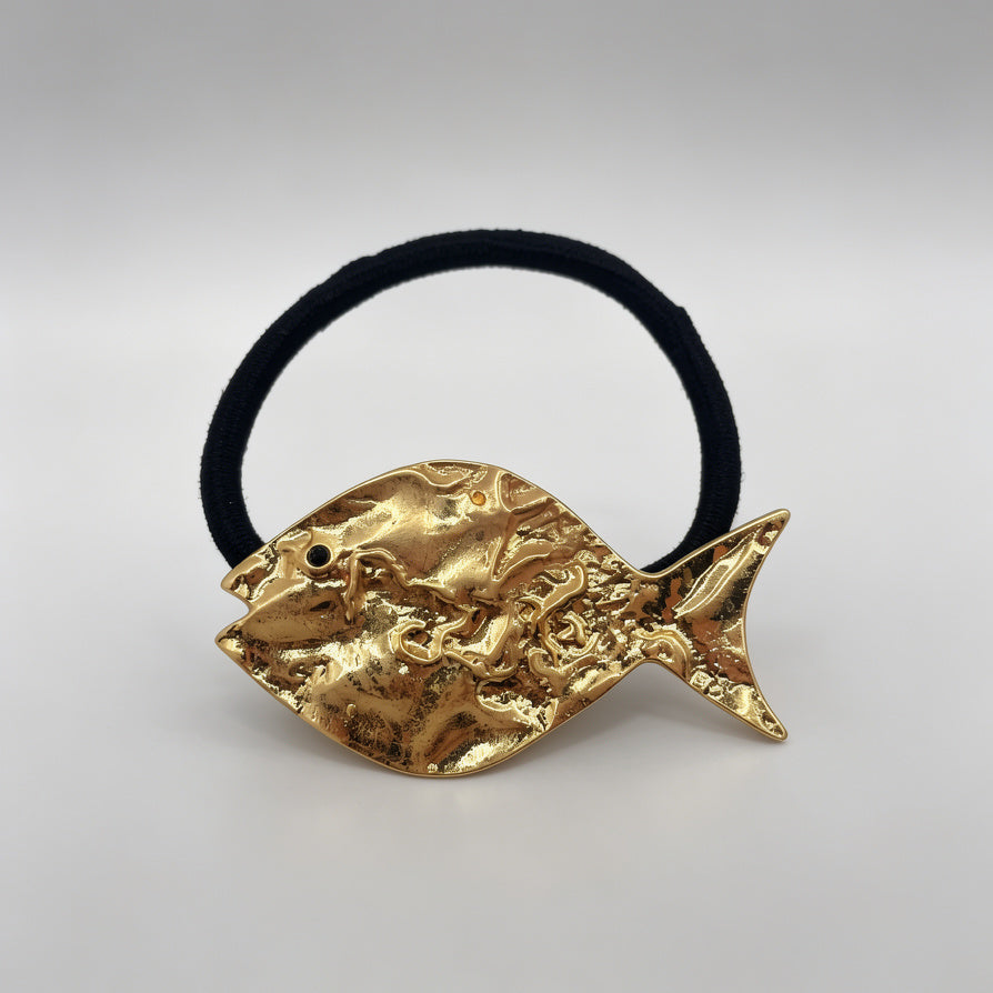 🔥Mayorista Elástico para el Pelo en Forma de Pez Dorado, Diseño Minimalista de Lujo, Bisutería de Moda para Mujer, Resistente y Elegante|JI JOYA