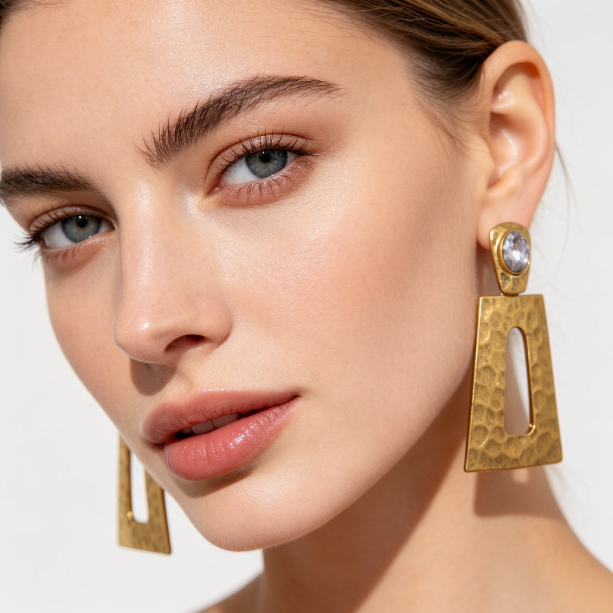 Aretes de Diseño Minimalista en Oro Vintage para Mayoristas|JI JOYA