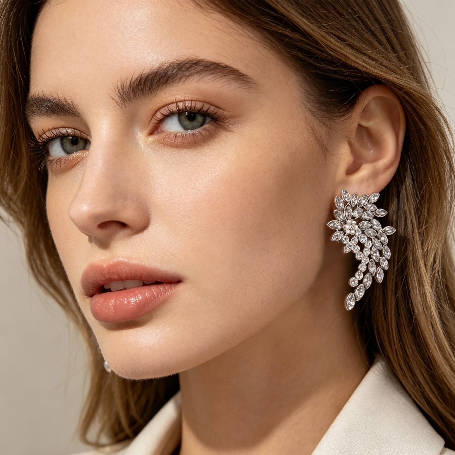 Aretes de Cristal de Zirconia en Forma de Ala | Joyería de Moda al Por Mayor|JI JOYA