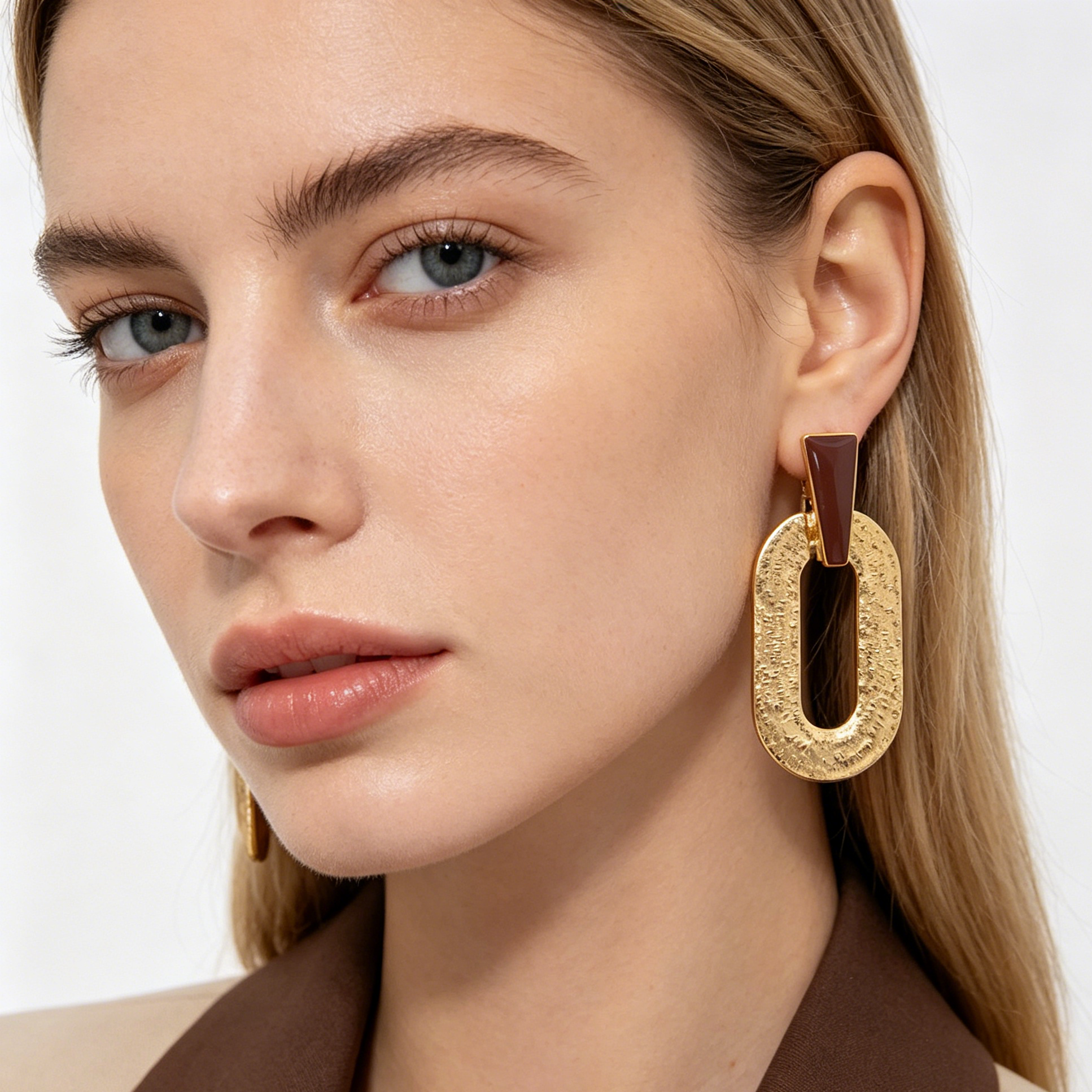 Pendientes Geométricos de Esmalte Dorado, 2 Colores, Aretes de Moda al Por Mayor, S925|JI JOYA