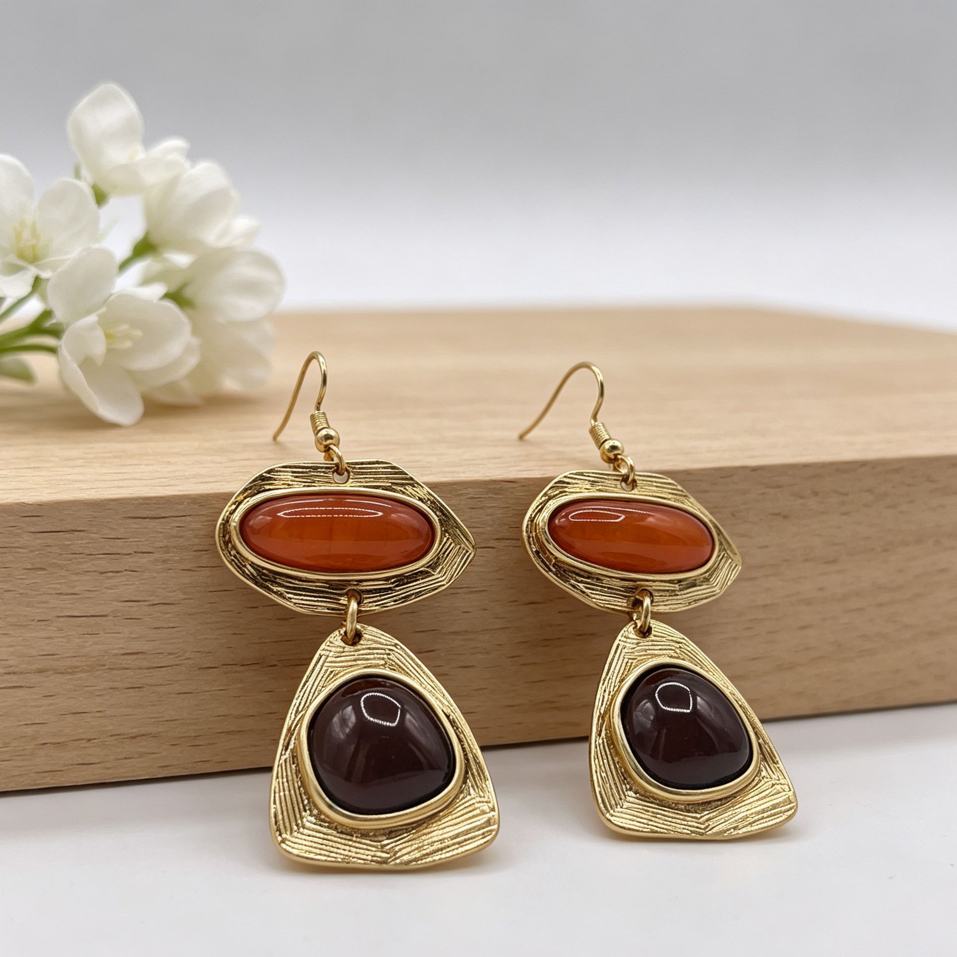 Pendientes colgantes de lujo con piedras de color otoño, bisutería de moda al por mayor|JI JOYA
