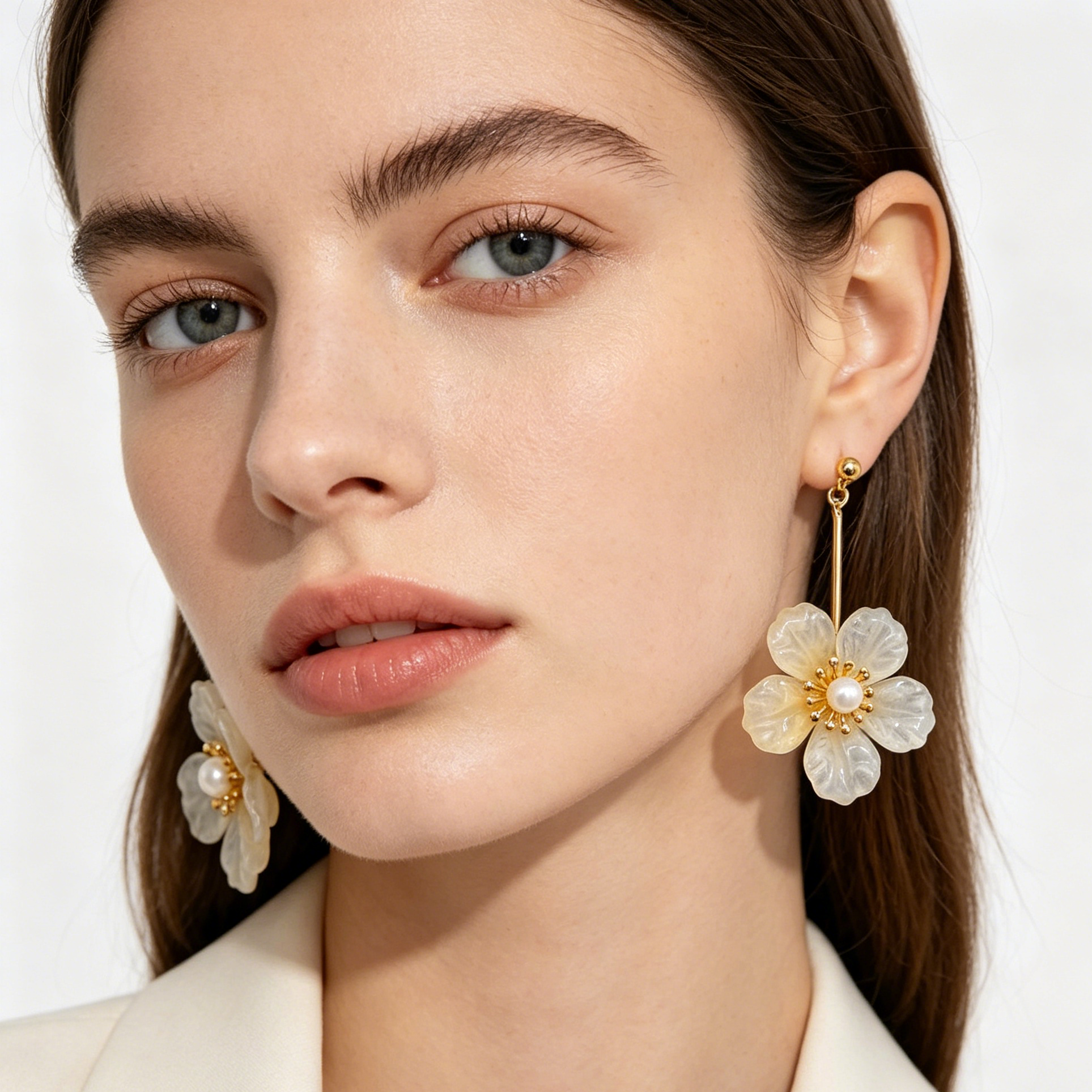 Pendientes Flor Colores Surtidos Mayorista, Pendientes Largos de Resina con Perla Artificial, Joyería Moda Floral al Por Mayor para Tiendas|JI JOYA