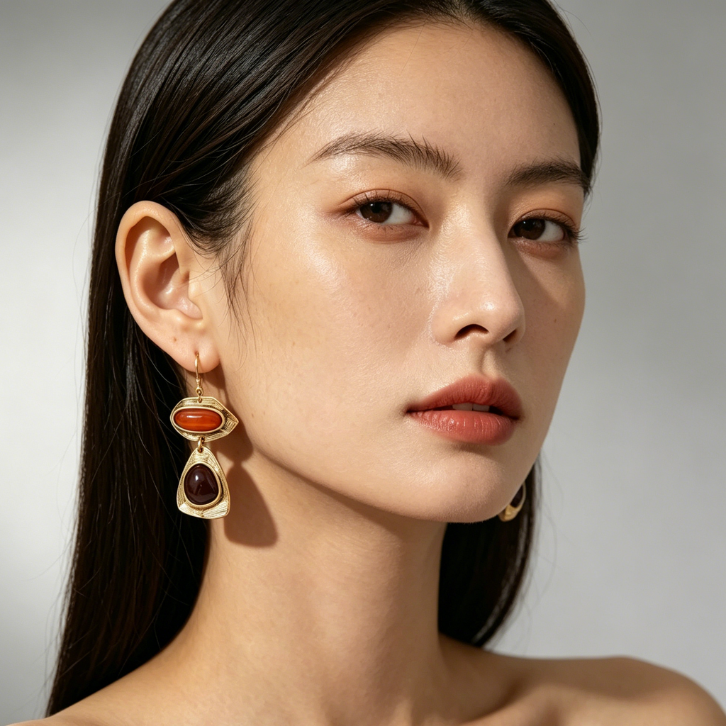 Pendientes colgantes de lujo con piedras de color otoño, bisutería de moda al por mayor|JI JOYA