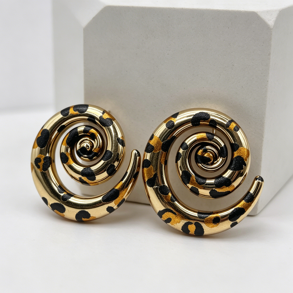 Pendientes En Forma de Caracol Motivo Leopardo, Accesorio de Moda al Por Mayor|JI JOYA