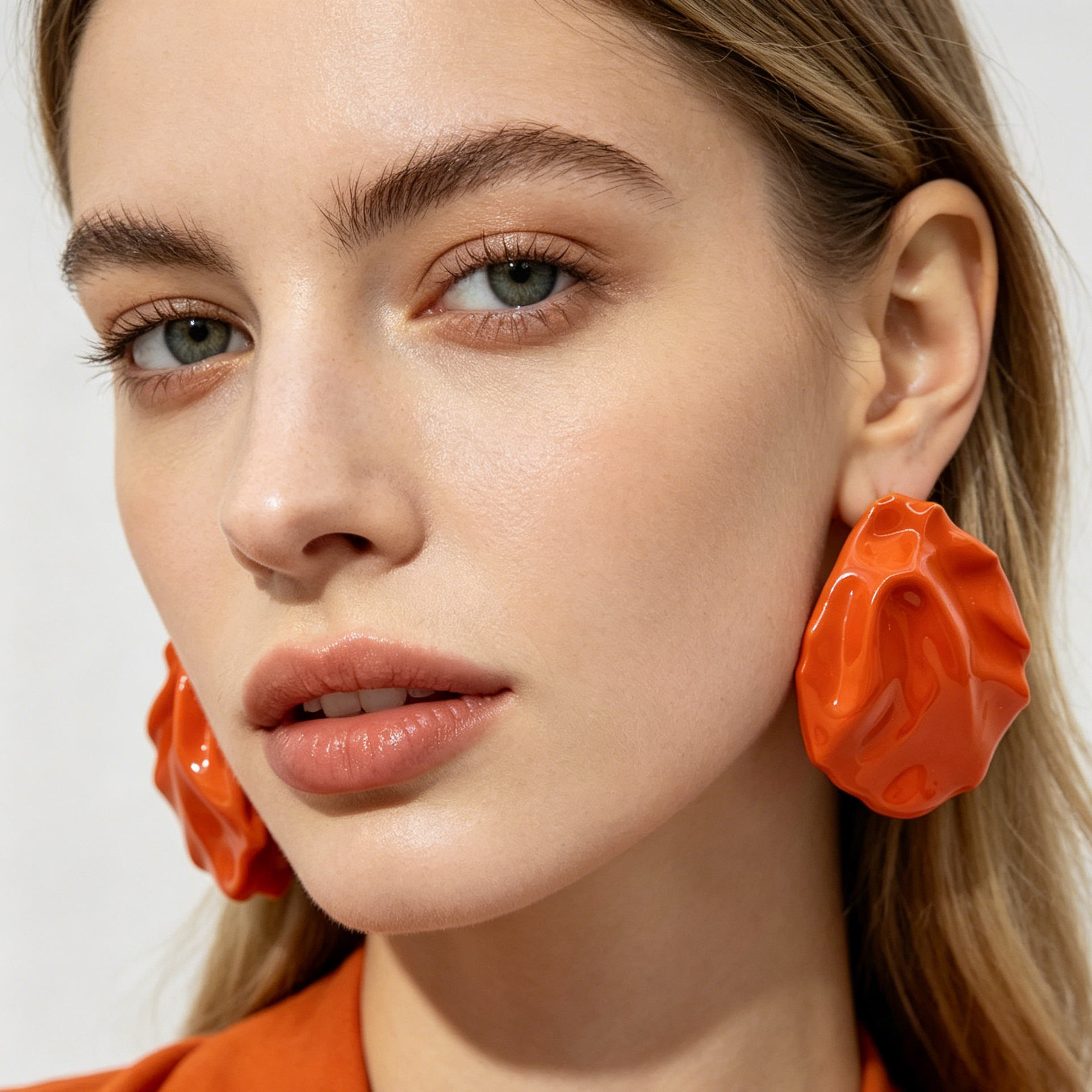 Pendientes en Forma de Hoja Arrugada Esmalte Brillante, 3 Colores Disponibles, Joyería Mayorista Europea OEM ODM|JI JOYA