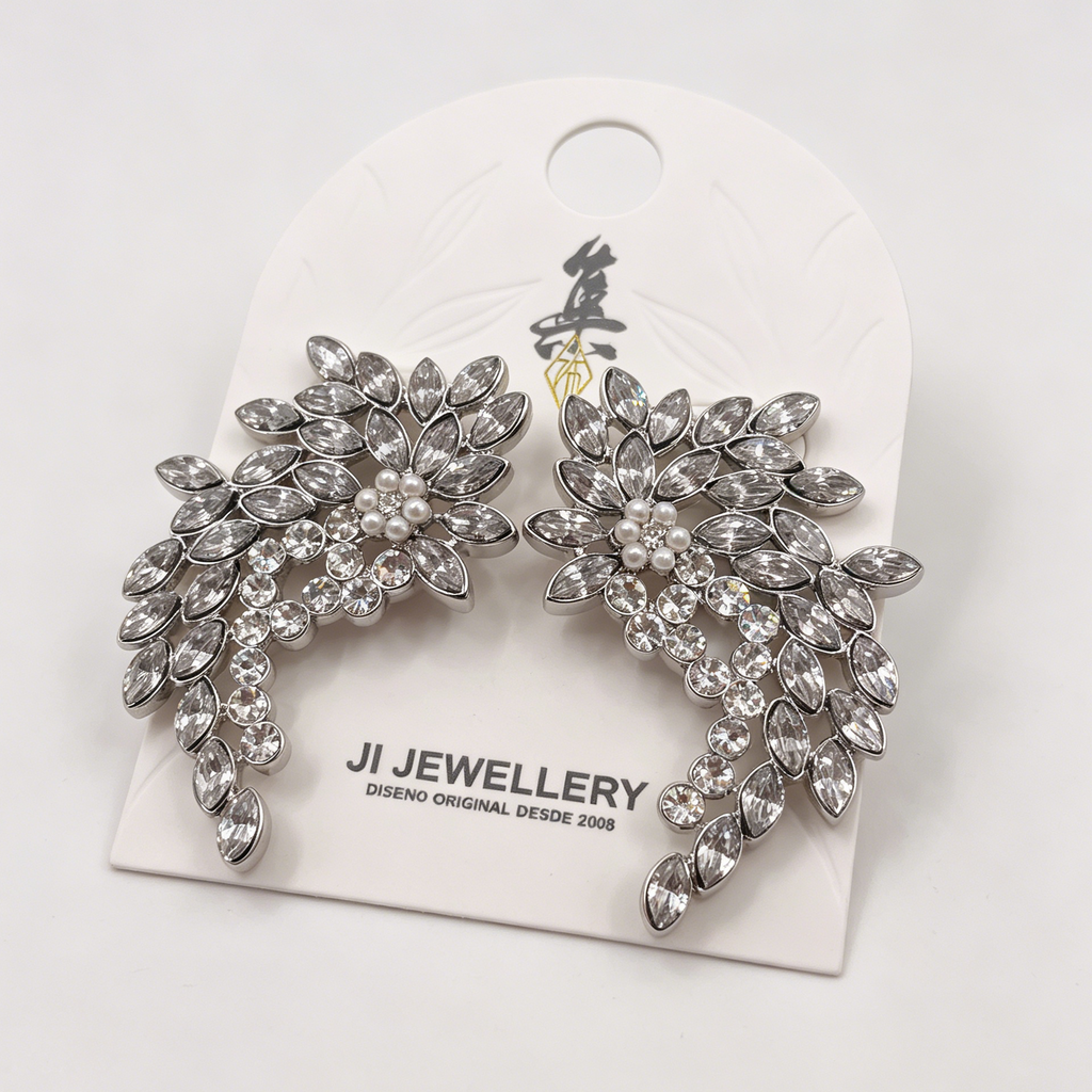 Aretes de Cristal de Zirconia en Forma de Ala | Joyería de Moda al Por Mayor|JI JOYA