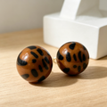 Pendientes redondos estampado leopardo mayorista | Bisutería de resina moda otoño-invierno|JI JOYA