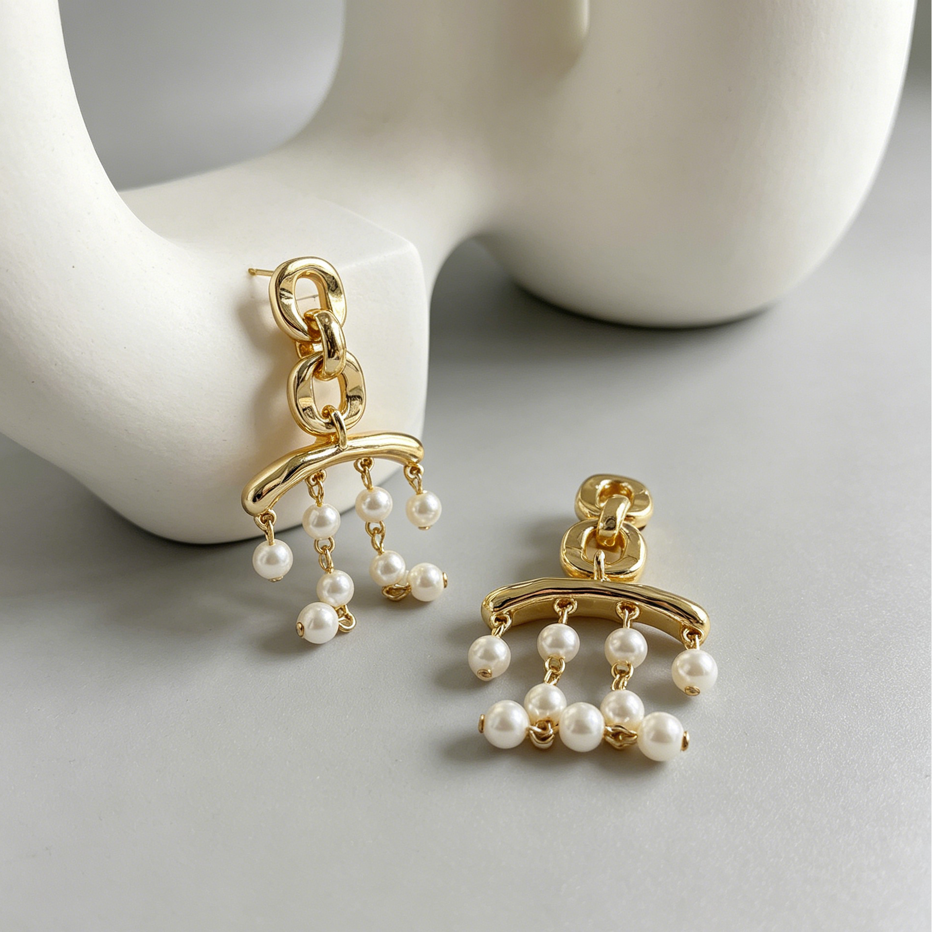 Pendientes de cadena con perlas colgantes, oro/plata, aguja S925, venta al por mayor|JI JOYA