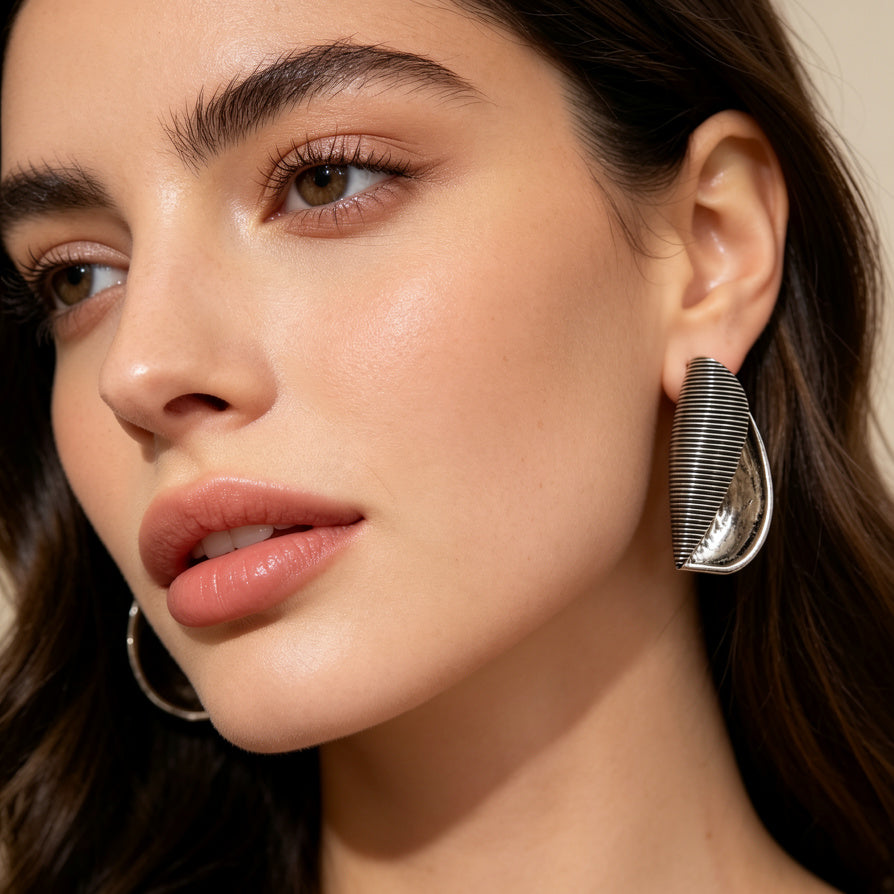 Pendientes Geométricos de Plata con Textura al Por Mayor - Joyería de Moda para Tiendas|JI JOYA