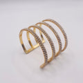 Brazalete Espiral de Circonias Doradas al Por Mayor | Diseño de 4 Bandas, Aleación de Zinc|JI JOYA