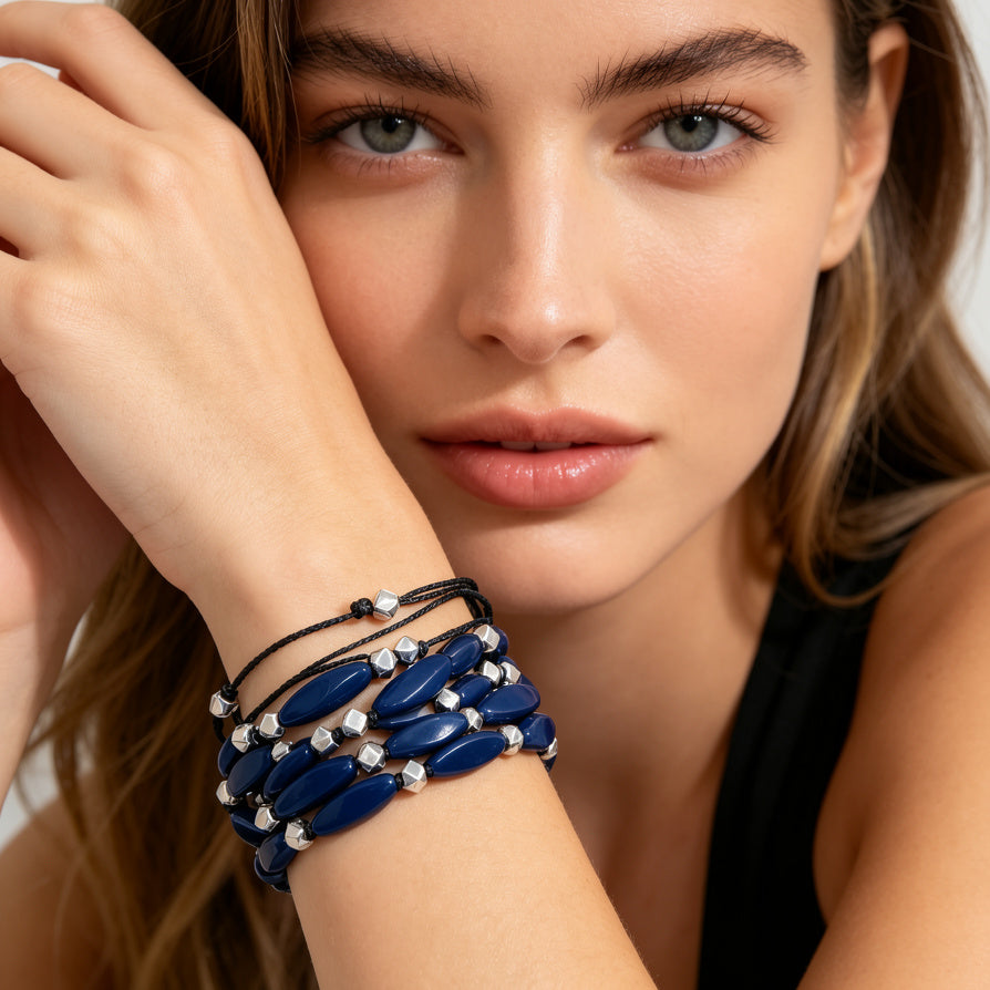 Pulsera Multicuerdas con Cuentas Elípticas, 4 Colores Disponibles | Joyería al Por Mayor|JI JOYA