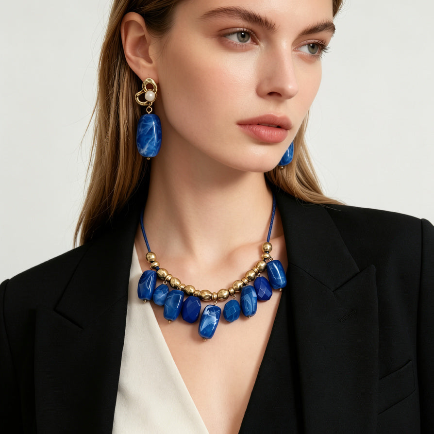 JI JOYA VENTA AL POR MAYORSet de Collar y Pendientes de Resina y Acrílico | Joyería de Moda Mayorista para Mujer