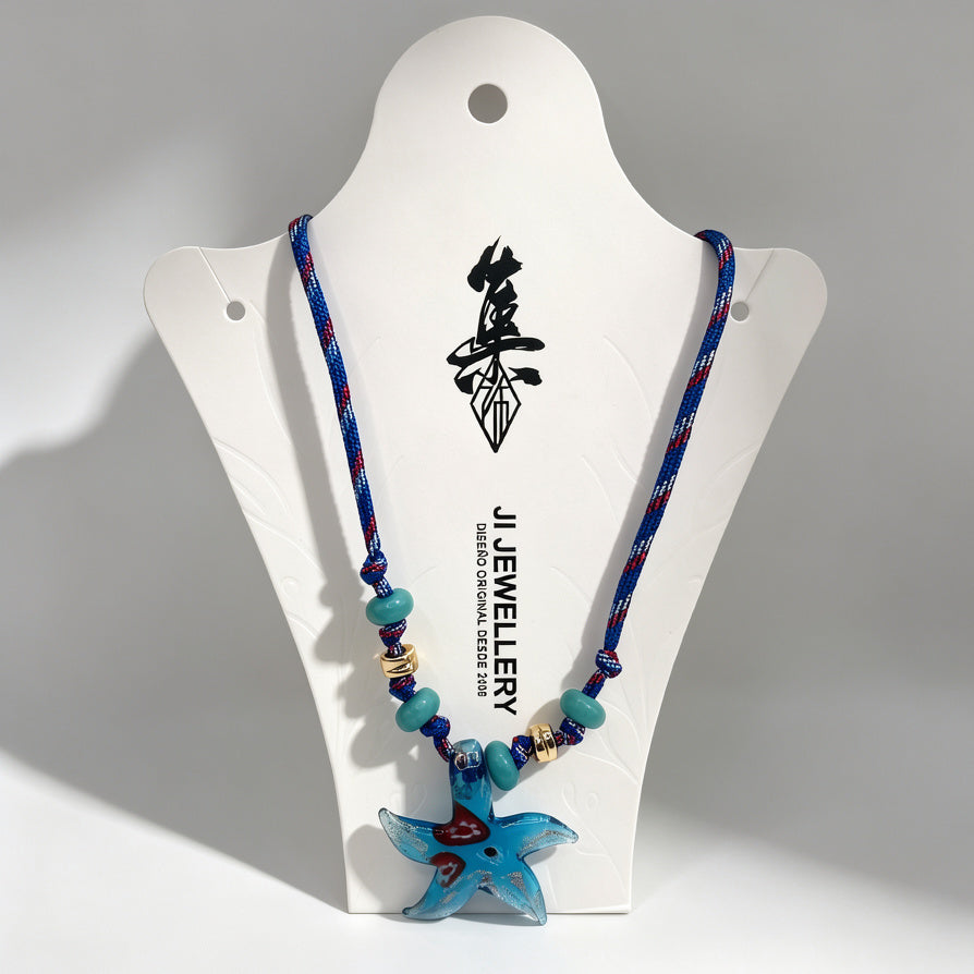 Collar Estrella de Mar de Vidrio Soplado - Accesorio Bohemio de Playa para Mayoristas|JI JOYA