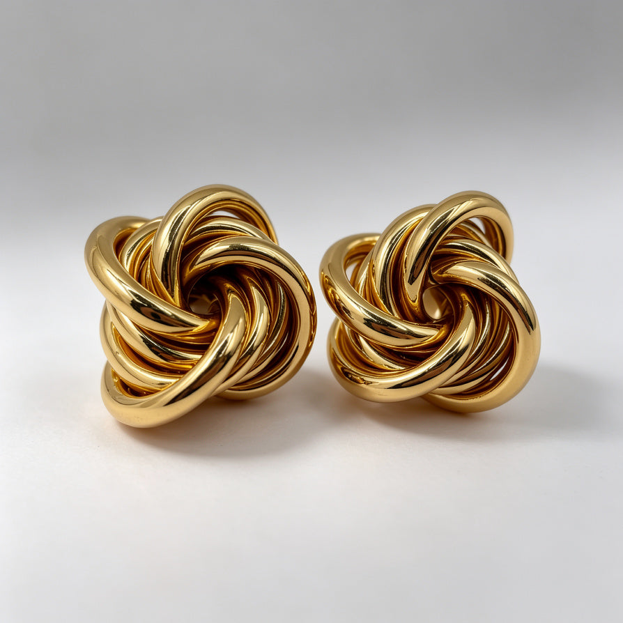 Pendientes de Nudo de Metal al Por Mayor | Estilo Minimalista y Moderno, Oro y Plata|JI JOYA