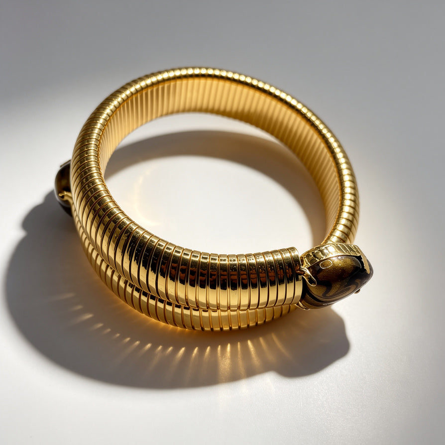 Pulsera Serpiente Enamelada Dorada Brazalete de Resorte Mayorista Joyería al Por Mayor|JI JOYA