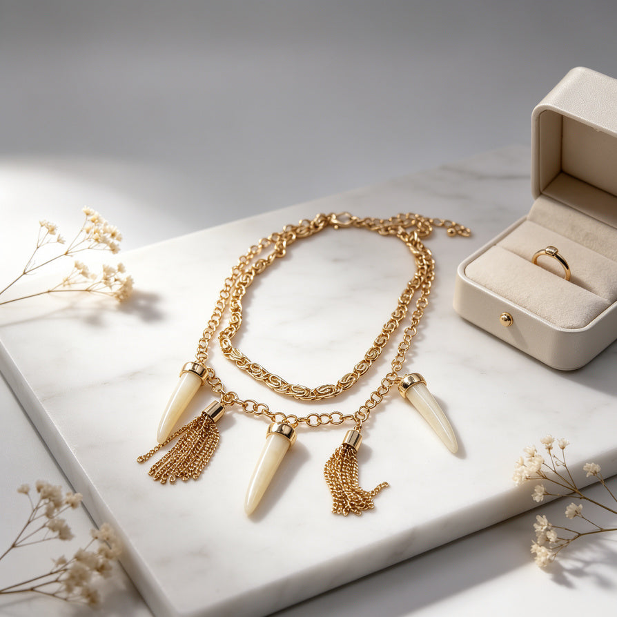 Collar Statement de Dientes y Borlas | Mayorista de Accesorios para Mujer|JI JOYA