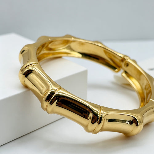 Brazalete de Bambú Oro/Plata | Joyería de Moda al Por Mayor | Diseño de Bambu Clásico