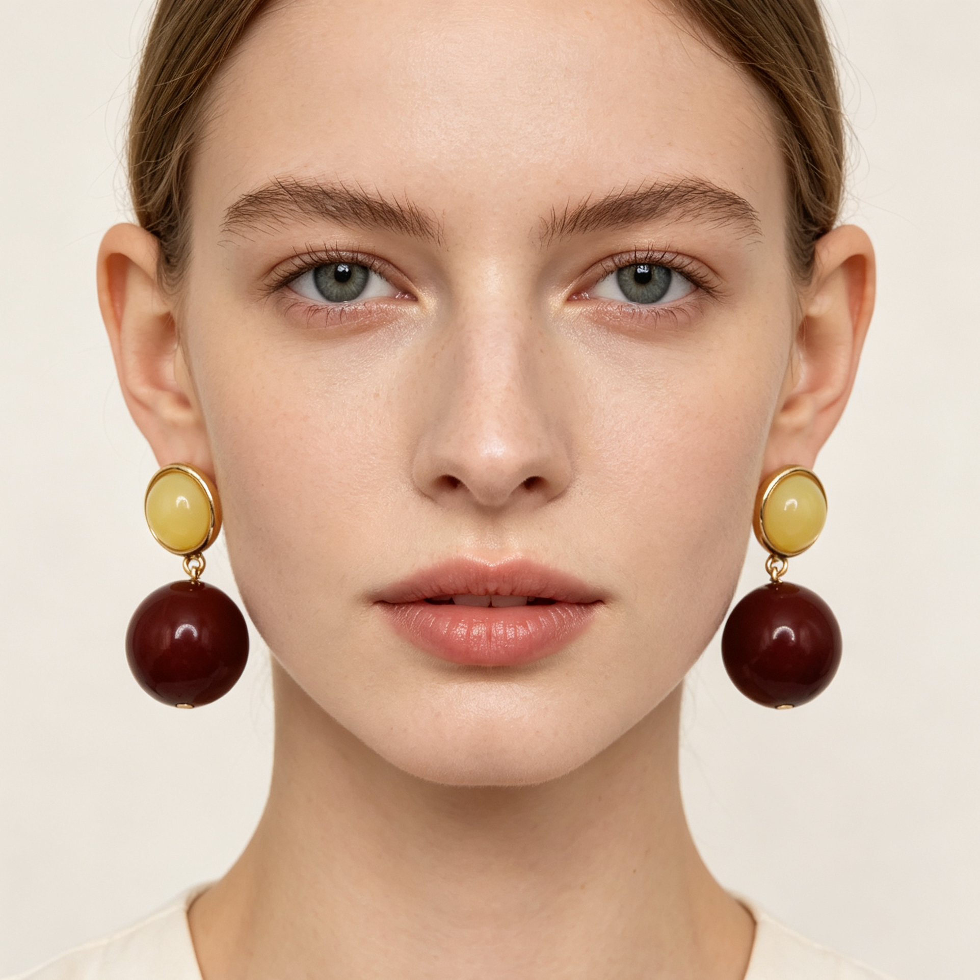 Pendientes B2B Mayorista | Diseño Bicolor Esfera Brillante, 3 Tonos de Color, Joyería Ji Joya