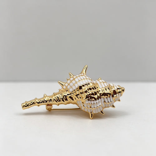 Broche Concha Marina Dorada - Joyería de Moda para Mayoristas|JI JOYA