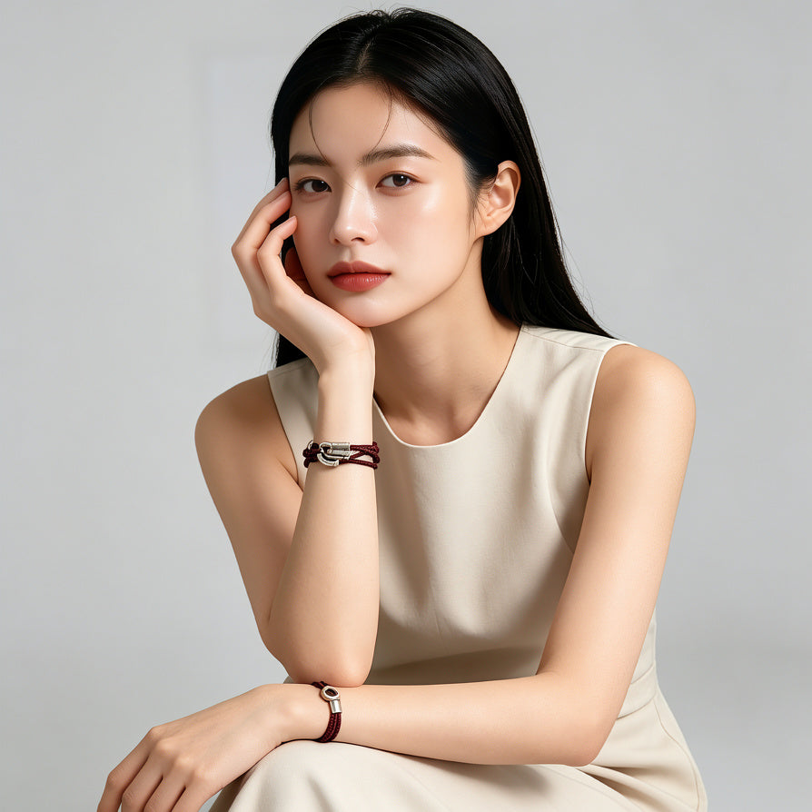 Pulsera de Cuero Trenzado con Abalorios Metálicos, Diseño Multicapa, Mayorista B2B|JI JOYA