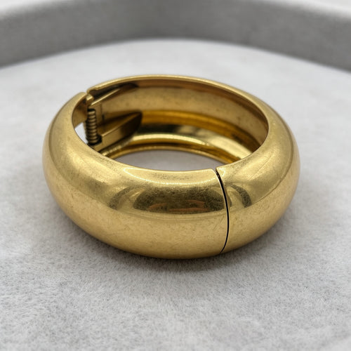 Brazalete de Oro Grueso Clásico | Bisutería al Por Mayor para Mujeres | Cierre de Resorte, Diseño Elegante|JI JOYA