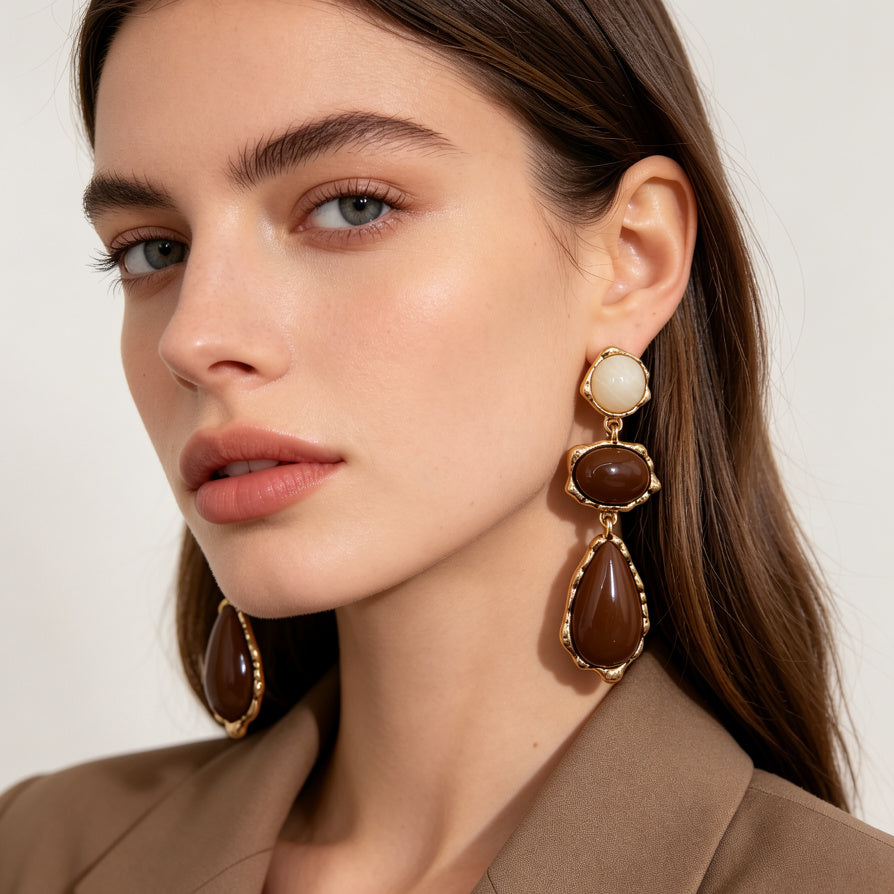 Pendientes Gota Vintage 2 Colores | Joyería de Moda para Mujeres, Al Por Mayor|JI JOYA