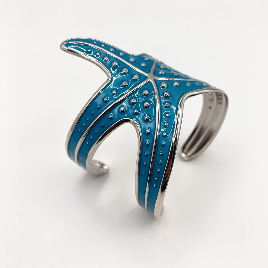 Brazalete Abierto Estrella de Mar con Esmalte - Joyería Náutica al Por Mayor|JI JOYA