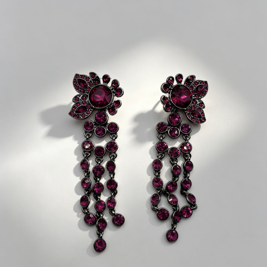 Pendientes Florales con Zirconia Sintética Colgante | Bisutería al Por Mayor|JI JOYA