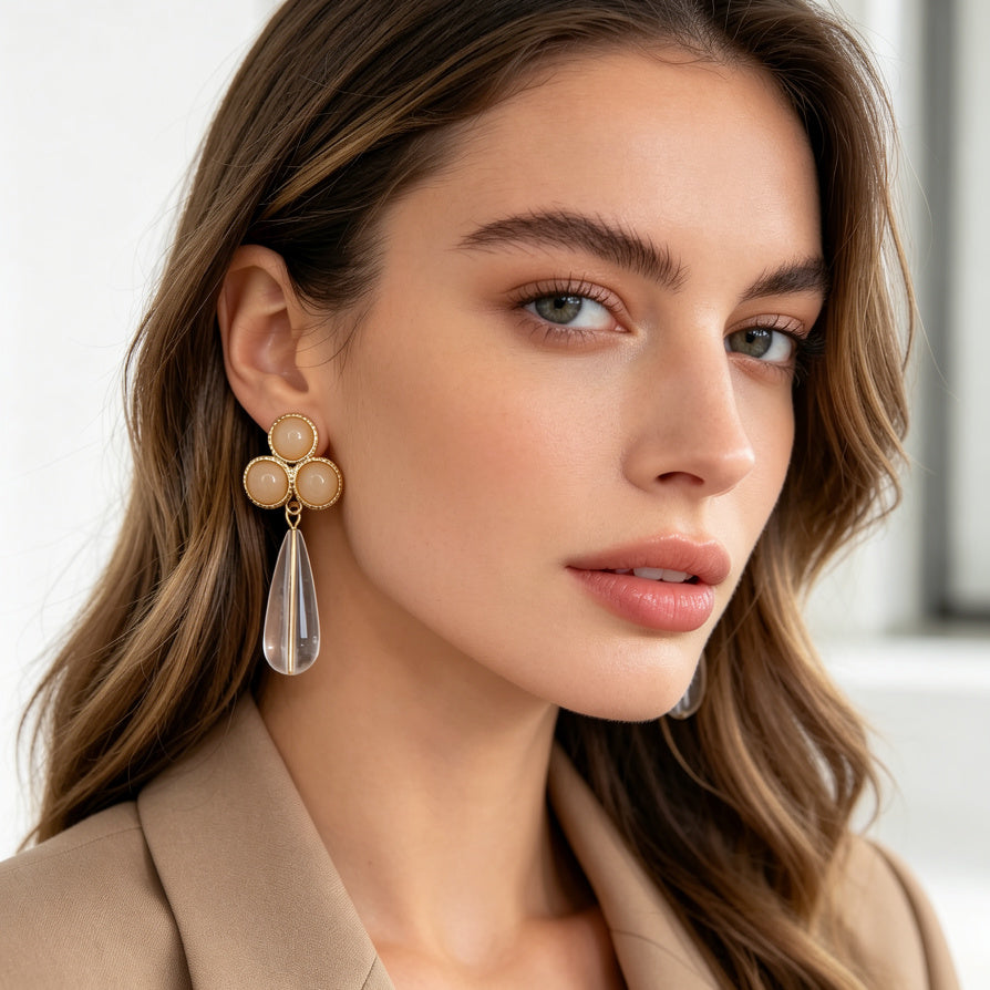 Pendientes Colgantes de Diseño Floral con Piedras Coloridas - Joyería Mayorista para Mujeres|JI JOYA