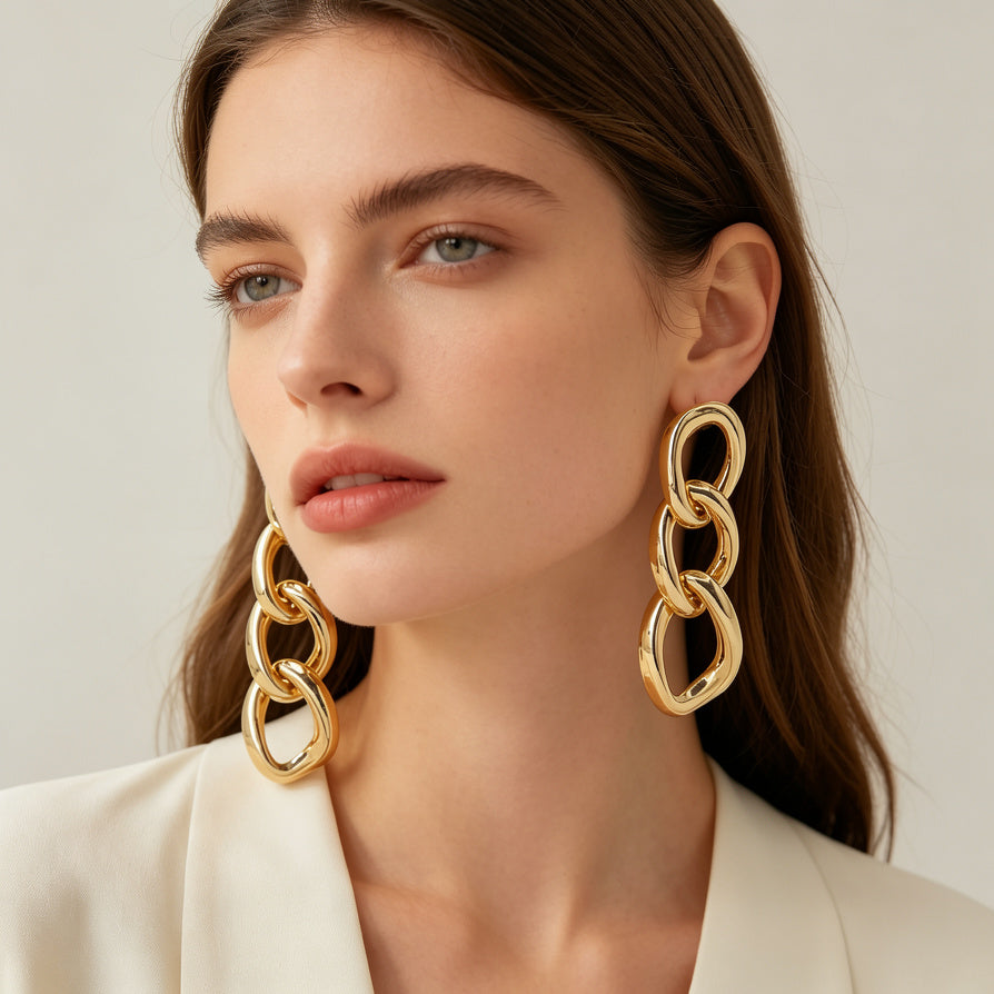 Mayorista: Collar de Eslabones Grandes Gruesos, Diseño Minimalista Moderno, Cadena de Moda en Dorado y Plateado para Mujer