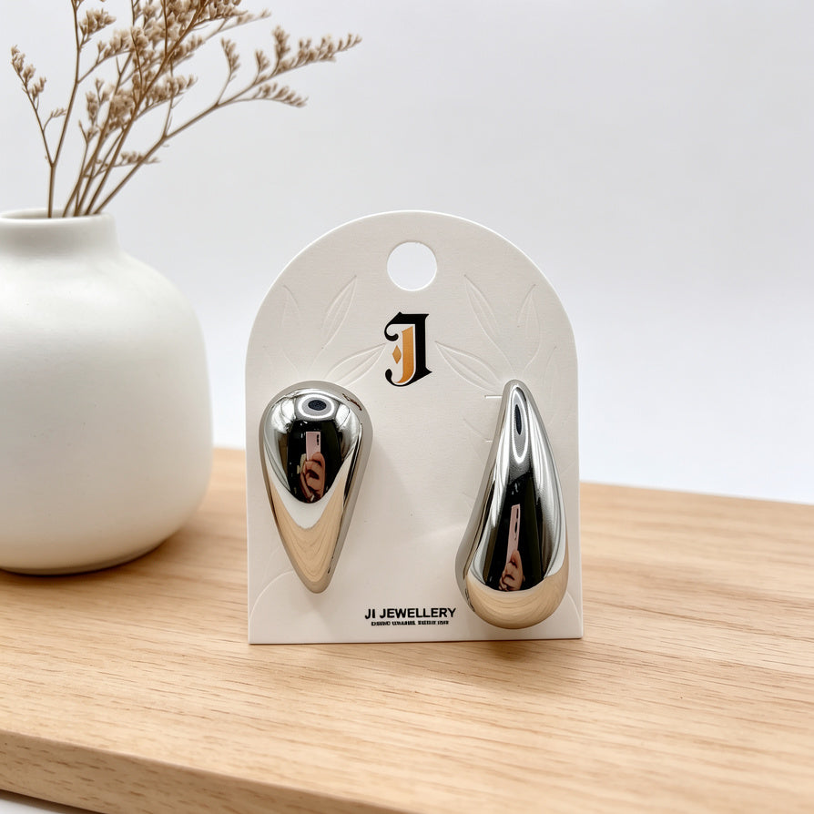 Pendientes de Gotas de Metal Pulido - Joyería de Moda para Venta al Por Mayor|JI JOYA